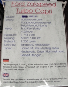 Datenblatt Ford Zakspeed Turbo Capri
Data sheet Ford Zakspeed Turbo Capri
Fiche technique Ford Zakspeed Turbo Capri